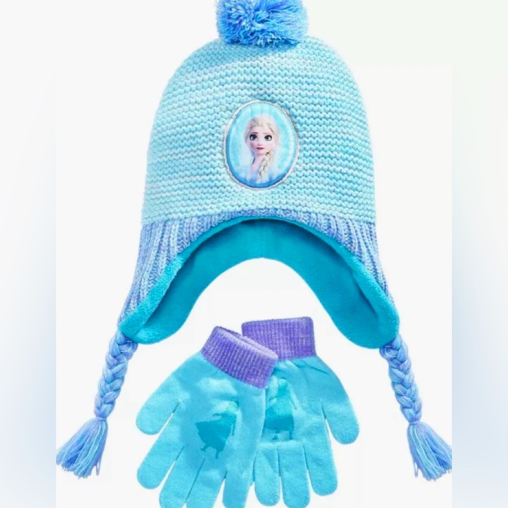 Berkshire Girls Frozen Hat and Glove Set One Size Color Teal Fleece Lining